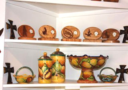 hand painted tiles, local and polish pottery